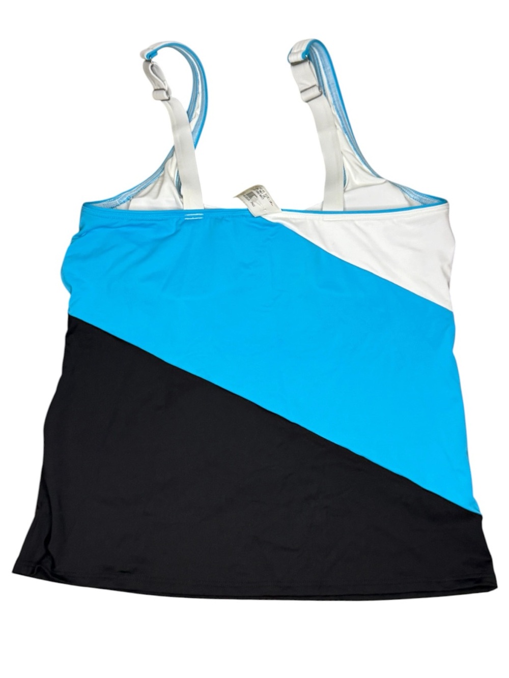 Lands End Square Neck Underwire Tankini Blue Black White Adjustable Straps Sz 10 - Picture 4 of 11